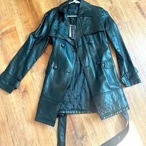 Members Only Fake Leather Trench Coat